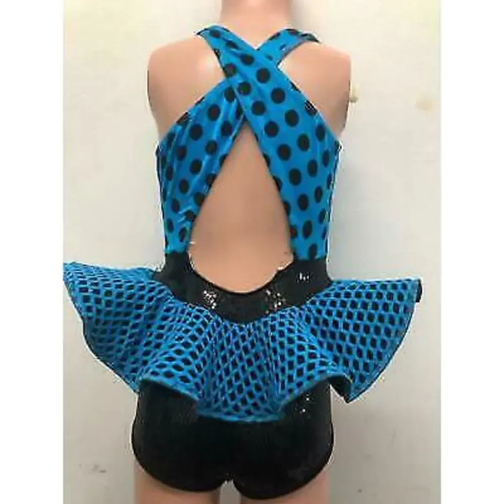 Pre-Owned Dance Costume Art Stone 2052 Small Child Black Dress Jazz Sequin